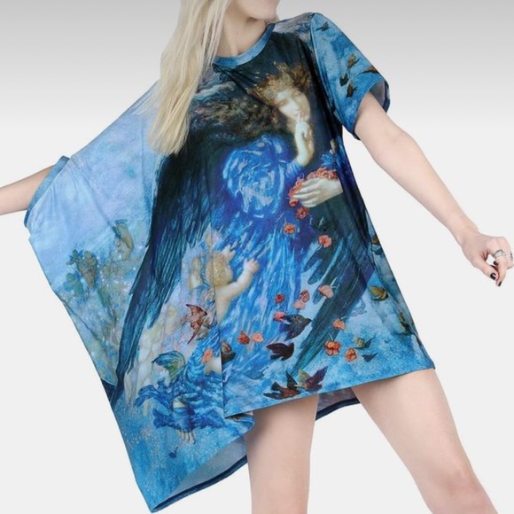 Blackmilk Train of stars super drape top mini dress blue L - Picture 2 of 7